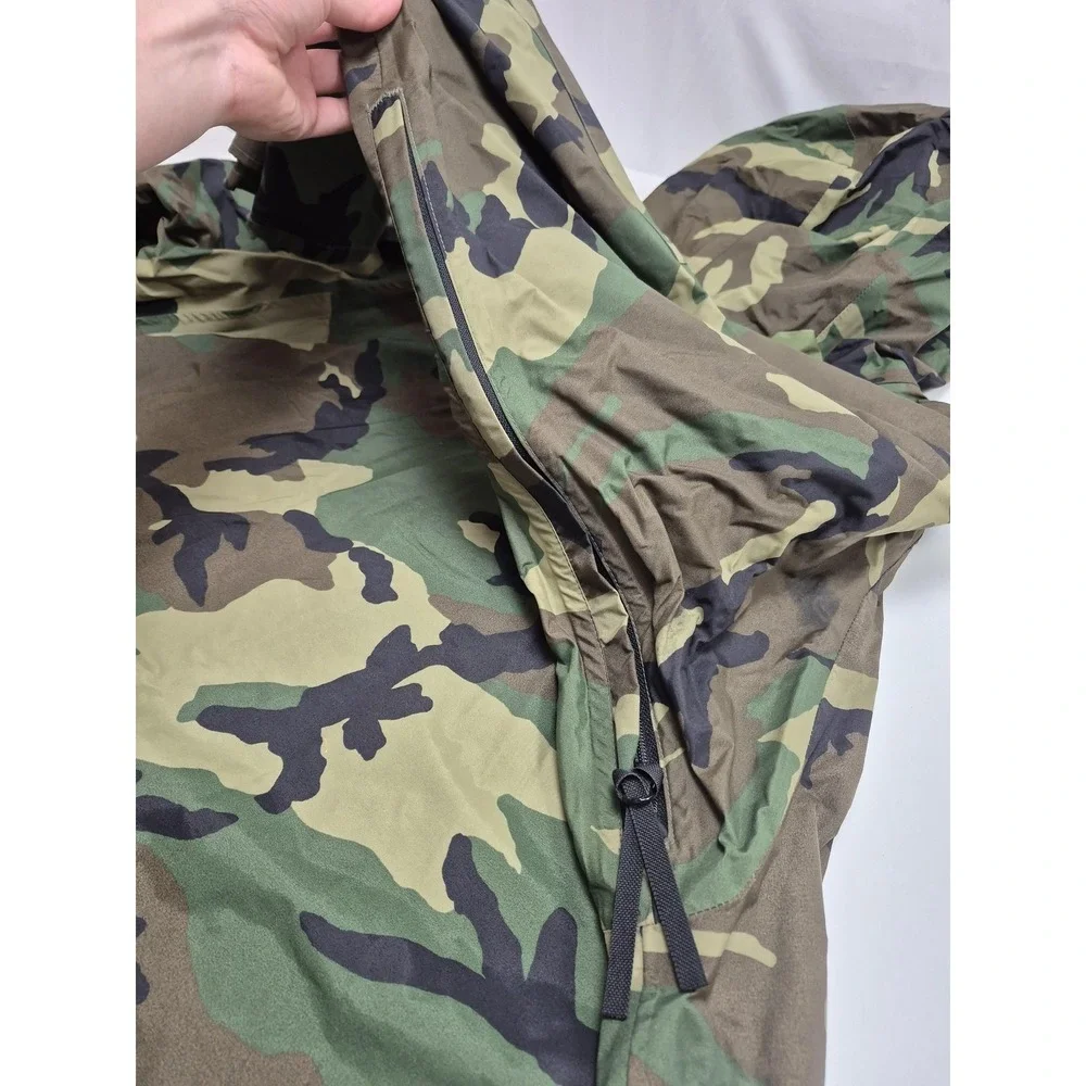 VTG ORC Industries Parka Mens M Green Woodland Camo Improved Rainsuit Hooded 90s